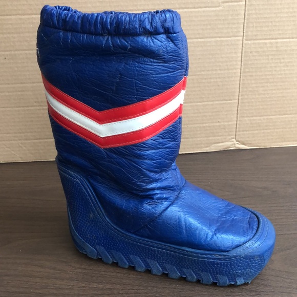 Vintage Men's Moon Boots Blue with Stripe Size 5/6 Made in Korea - Picture 4 of 13